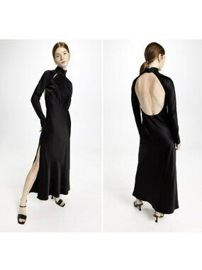 Anna October $810 Black Open Back Dress Long Sleeve Gothic Fairy Core Witchycore